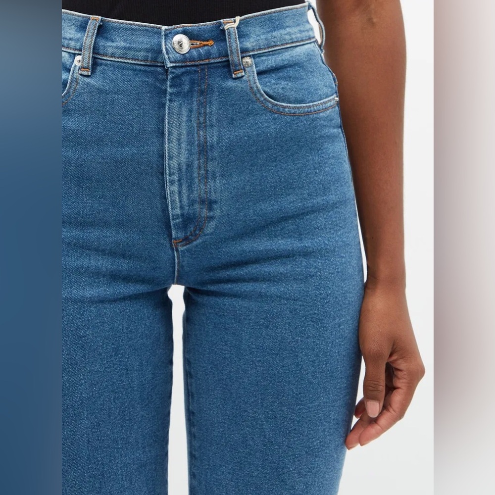APC Spring High Waisted Straight Leg Blue Jeans Raw Hem